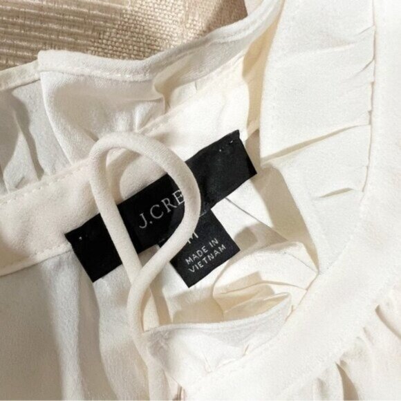 J.Crew Ruffle Tie-Neck Blouse | Drapey Cream Top | Workwear to Weekend | M - Picture 11 of 12